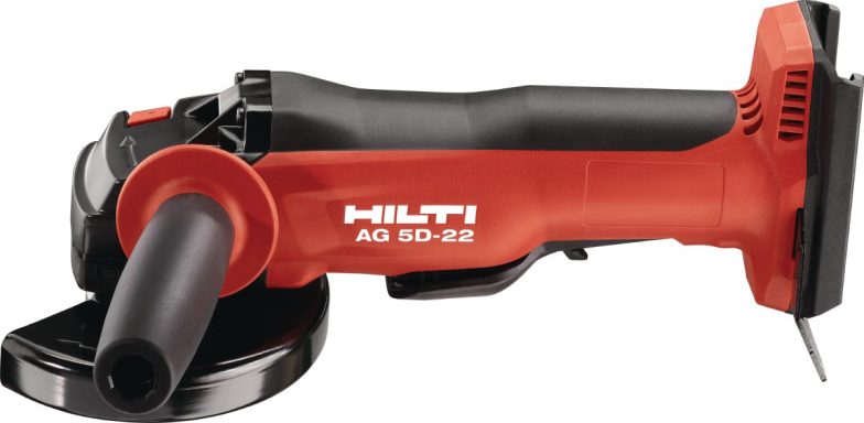 Amoladora Hilti AG 125-22, color negro y rojo, con diseño ergonómico y disco de corte.
