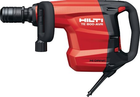 Martillo perforador Hilti TE 800-AVR en color rojo y negro, con diseño ergonómico.