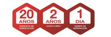 20 años, 2 años, 1 día: indicadores de tiempo en hexágonos rojos.