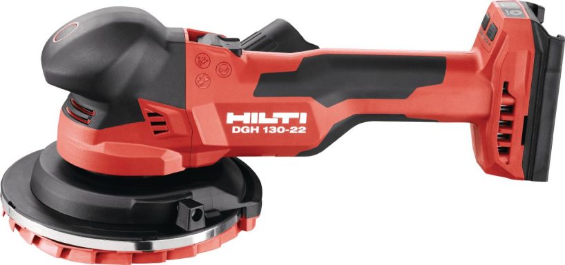 Destornillador inalámbrico Hilti, color rojo y negro, con disco de lijado.