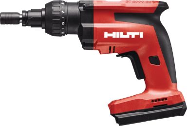 Destornillador inalámbrico Hilti rojo y negro con motor y cabezal ajustable.